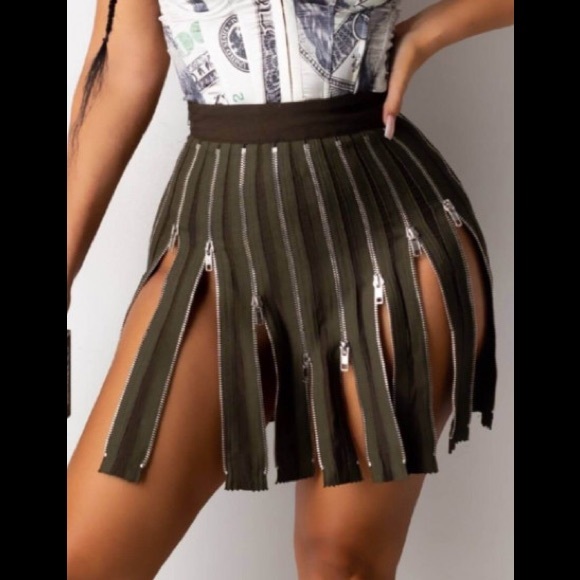 Unique Elastic Waist Skirt 16 Working Silver Zippers Worn At Yr Comfort Level - Picture 11 of 16